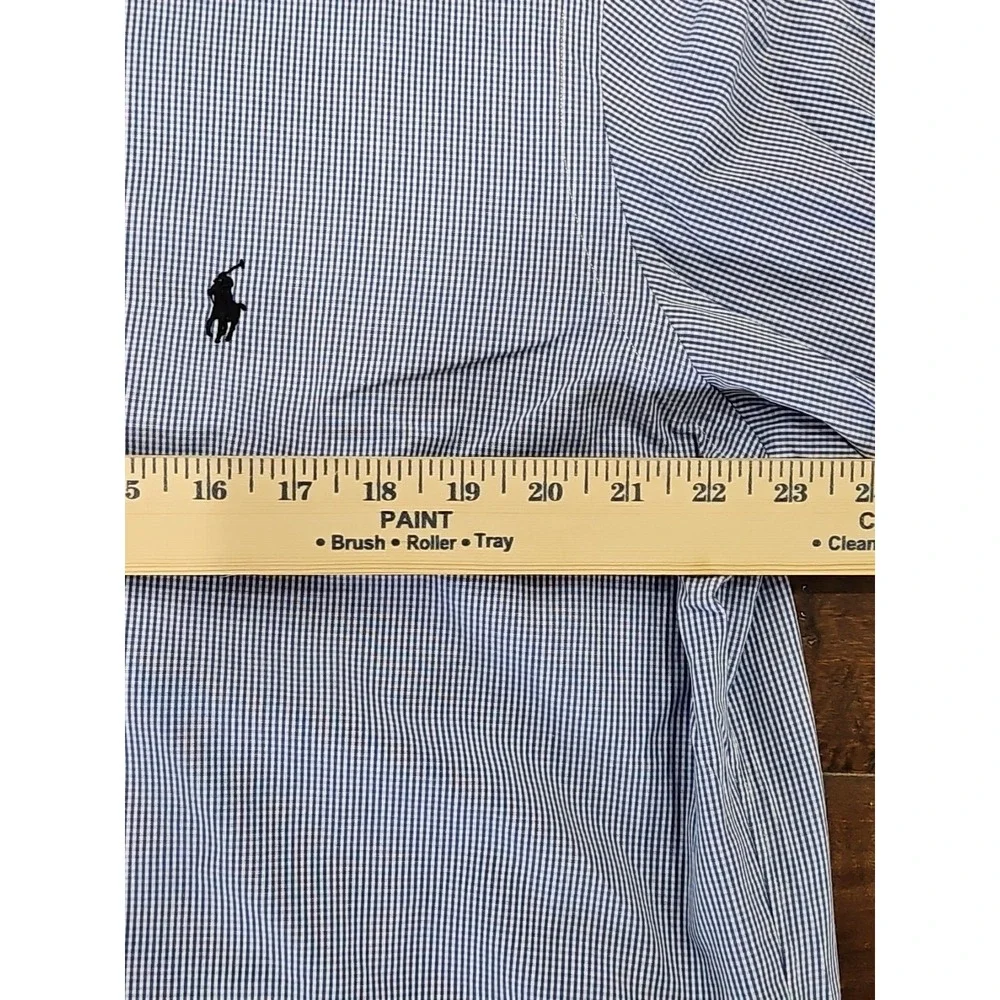Ralph Lauren Mens Shirt XL Custom Fit Gingham CHECKED Button Down Black Pony